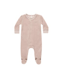 Quincy Mae Blush Velour Snap Footie