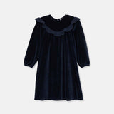 My Litle Cozmo Navy Velour Rene Dress