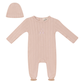 Bebe Bella Soft Pink Pointelle Cherry Footie/Hat