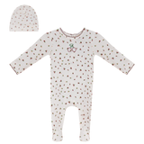 Lux White Cherry Rib Footie/Hat