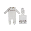 Citrine Warm White/Pink Embroider Garden Layette Set