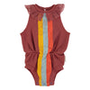 Piupiuchick Multi Stripe Aubergine Playsuit