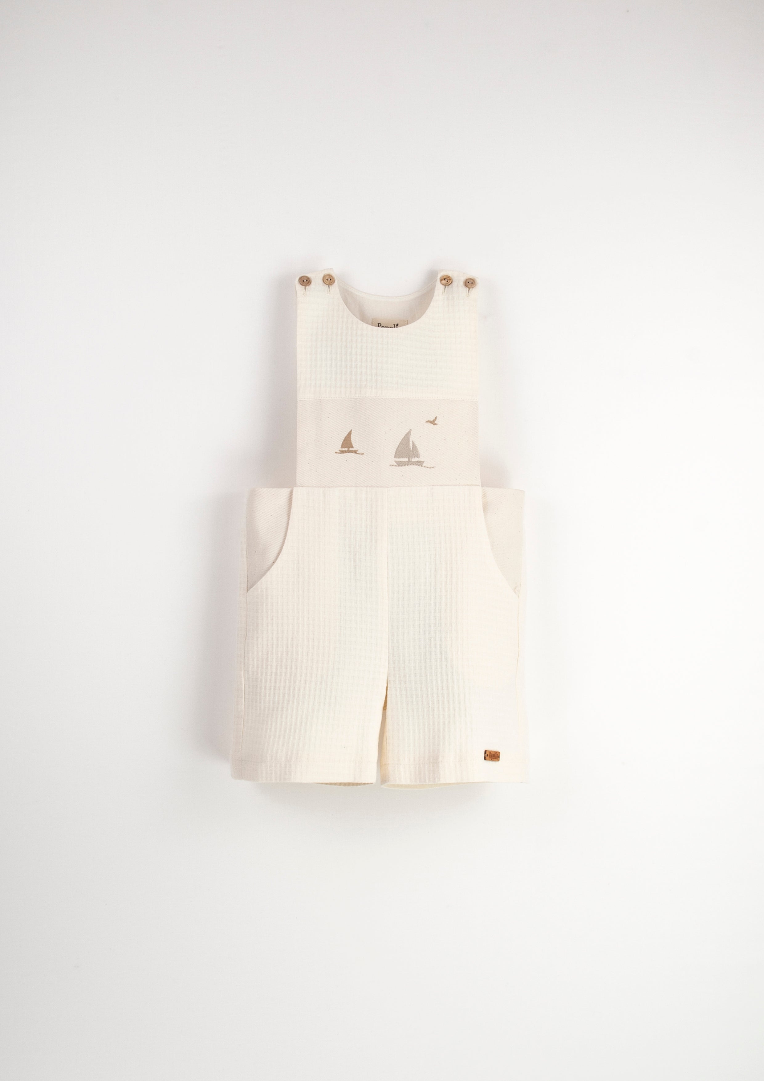 2024 Kids Popelin Beige Two Tone Dungarees