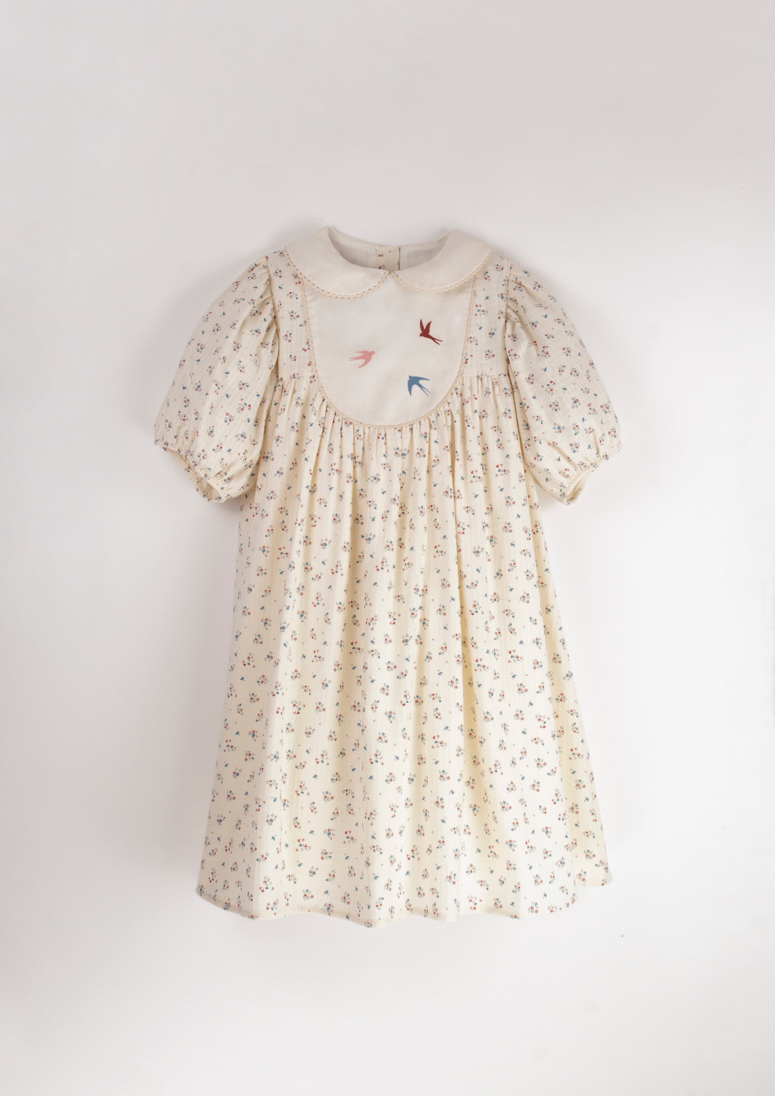 Popelin Floral Embroidered Dress with Yoke – Little Loungers