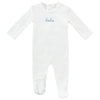 Kipp White and Blue Velour Bebe Footie