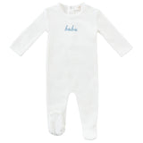 Kipp White and Blue Velour Bebe Footie