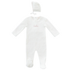 Kipp White and Pink Velour Bebe Footie and Bonnet