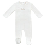 Kipp White and Stone Velour Bebe Footie