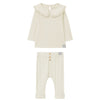 Snug Ivory Pointelle Ruffle Tee and Legging Set