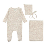 Bee & Dee Creme Pink Swirly Vines Wrap Layette Set