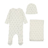 Bee & Dee Ivory Boys Wheat Print Pointelle Layette Set