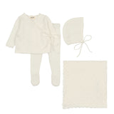 Bee & Dee Ivory Pointelle Knit Bris Set with Blanket