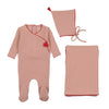 Bee & Dee Creme Pink Waffle Wrap Tassel Layette Set