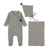 Bee & Dee Sky Grey Waffle Wrap Tassel Layette Set