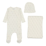 Bee & Dee Ivory Girls Wheat Print Pointelle Layette Set