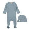 Marmar Blue Dove Rib Footie and Hat