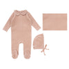 Lilette Pink Velour Collar Layette Set