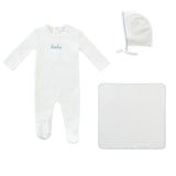 Kipp White and Blue Velour Bebe Layette Set