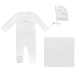 Kipp White and Stone Velour Bebe Layette Set