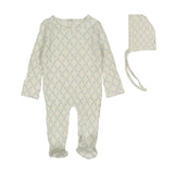 Lovely Littles Blue Lattice Footie and Bonnet