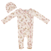 Little Fragile Off White/Rose Scallop Flower Footie and Bonnet