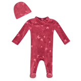 Whipped Cocoa Red Velour Butterfly  Footie/Beanie