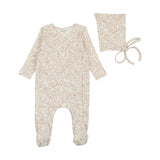 Bee & Dee Creme Pink Swirly Vines Wrap Footie