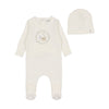 Bee & Dee White Boys Gingham Cradle Footie/Beanie