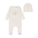 Bee & Dee White Boys Gingham Cradle Footie/Beanie