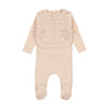 Bee & Dee Champagne Crochet Pullover Vest Footie/Bonnet