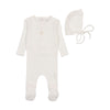 Bee & Dee Chalk White Petit Ourse Pointelle Footie/Bonnet