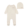 Bee & Dee Chalk White Classic Ribbed Footie/Beanie