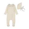 Bee & Dee Girls Cream Shadow Ditsy Footie/Bonnet