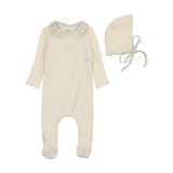 Bee & Dee Boys Cream Shadow Ditsy Footie/Bonnet