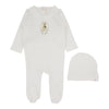 Lilette White Goose French Terry Footie and Hat