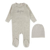 Lilette Oatmeal Velour Bonjour Footie and Hat