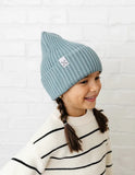 Jacqueline & Jac Blue Ribbed Cuff Beanie