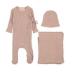 Mema Knit Dusty Pink Side Snap Layette Set