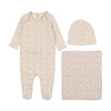 Mema Knit White and Pale Pink Fruit Layette Set