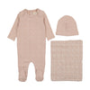 Mema Knit Dusty Pink and White Fruit Layette Set