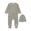 Mema Knit Blue/Mink Little & Loved Velour Footie