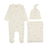 Mema Knit White/Blue Picot Edge Layette Set