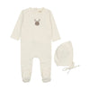 Mema Knit White Bunny Terry Embroidered Footie