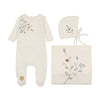 Mon Tresor Ivory/Blue Bud Blossom Layette Set