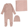 Lilette Pink Branch Wrapover Layette Set