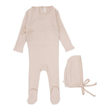 Lilette Pale Pink Fine Pointelle Footie and Bonnet