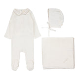 Lilette White/Oat Edge Collar Layette Set