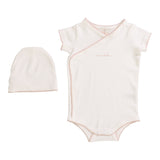 Lilette White/Blush Scallop Edge Collar Onesie Set