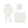 Lilette White/Blush Edge Collar Layette Set