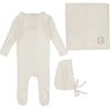 Lilette Cream Floral Stripe Pointelle Layette Set